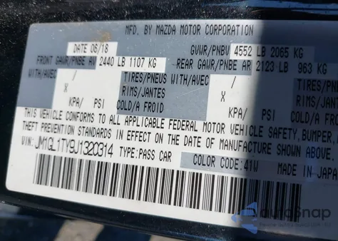 2018 Mazda Mazda6 Grand Touring from USA, damaged, VIN JM1GL1TY9J1320314